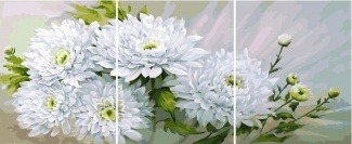 Картина по номерам ТРИПТИХ Paintboy PX 5316 Белые хризантемы 3 шт. 40x50 см
