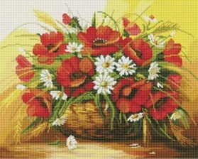 Алмазная мозаика GF 938 Маки и ромашки 40x50 см