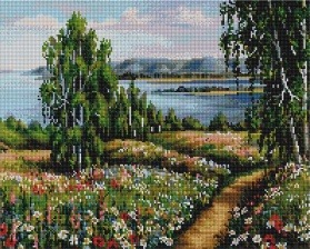 Алмазная мозаика Paintboy GF 4537 Тропинка с луга на море 40x50 см