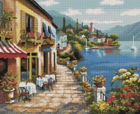 Алмазная мозаика GF 244 Прибрежное кафе 40x50 см